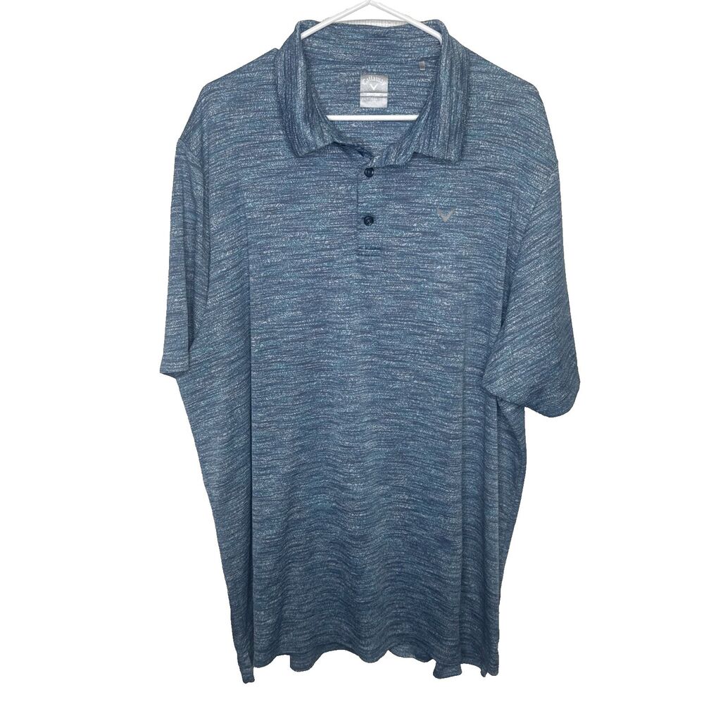 Callaway Mens 2XLT Golf Polo Shirt Blue Heather Opti-Dri Performance Short Sleev
